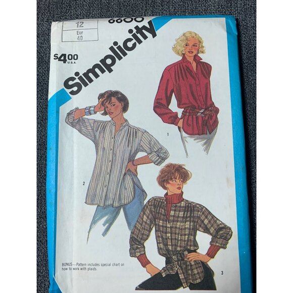 Simplicity Misses Shirt Sewing Pattern sz 12 6600 - uncut - Picture 1 of 10